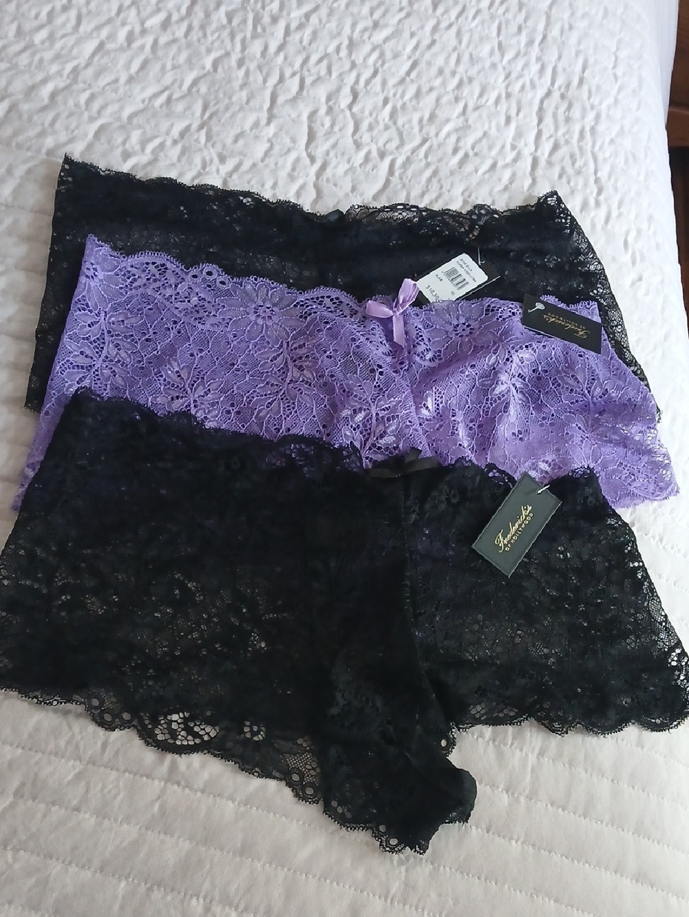 Fredericks Lace Boyshort Lot Of 3  - Purple and Black
